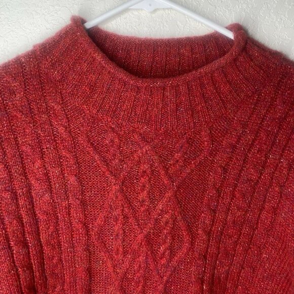 Alfred Dunner Red Cable Knit Sweater Womens L Pullover Soft Stretch Casual Layer - Picture 3 of 10
